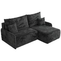 ECKSCHLAFSOFA ARPA L Dunkelgrau Plüsch - rechts - Dunkelgrau/Schwarz, Kunststoff/Textil (150/198cm) - MKS