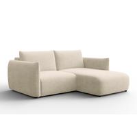 ECKSOFA TAUER 3-Sitzer RECHTS, Bouclé-Stoff ecru - Ecru/Schwarz, Holz/Textil (206/173cm) - Courtois Laville