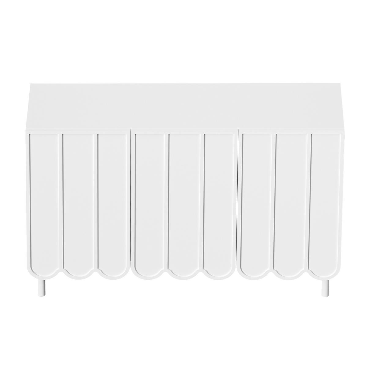 SIDEBOARD mdf in weiß mit wellentüren, push-to-open & verstellbaren einlegeböden - Weiß, Holzwerkstoff/Metall (120/80/35cm) - Urban Meuble