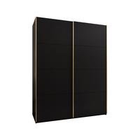 SCHWEBETÜRENSCHRANK 245,5/190/64 2-türig - Goldfarben/Schwarz, Holz/Metall (190/245/64cm) - Abiks Möbel