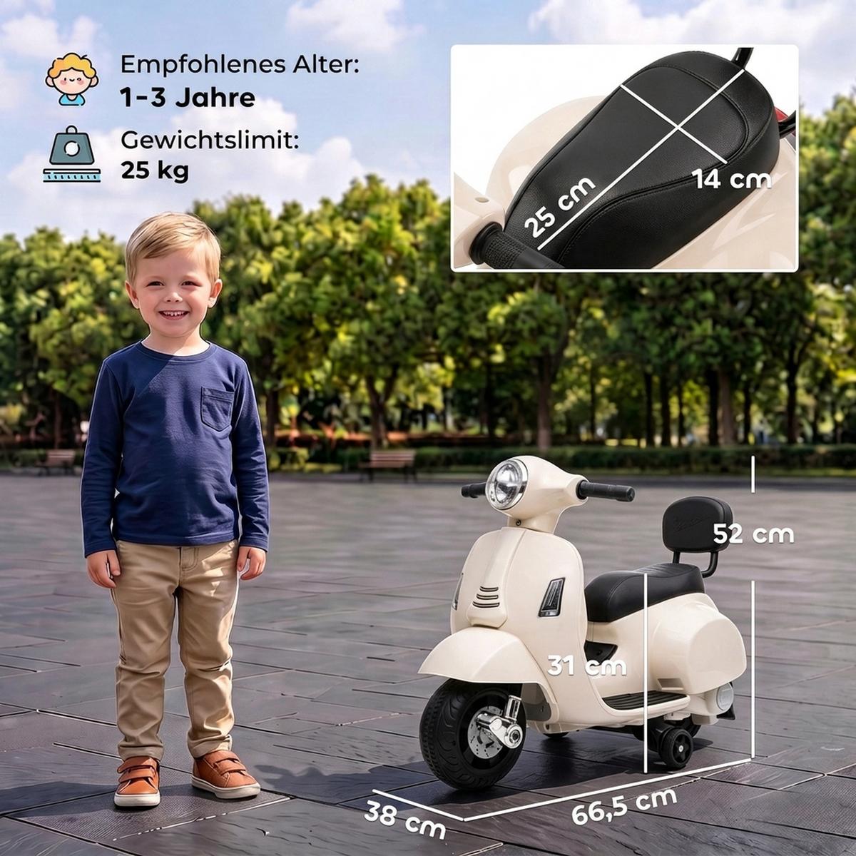 KINDERMOTORRAD Kunststoff Stahl Weiß - Weiß, Kunststoff (66.5/38/52cm) - AIYAPLAY