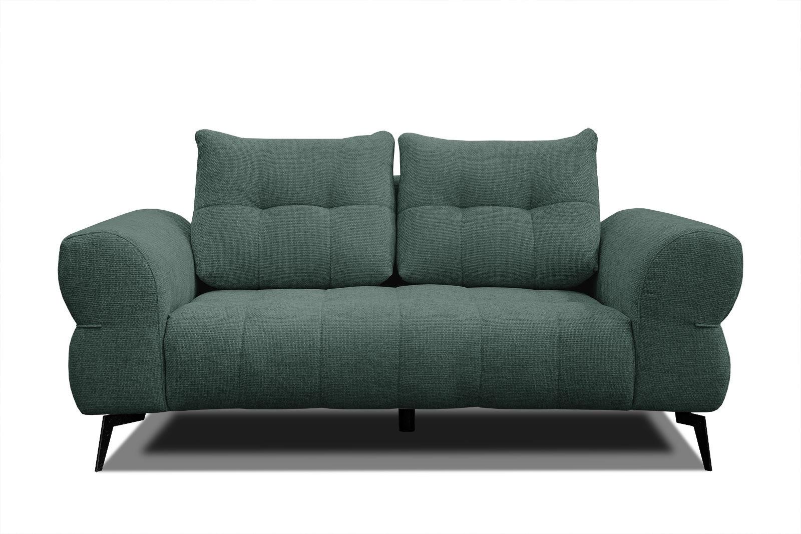 SOFA SALVINI 2-Sitzer, smaragdgrün - Smaragdgrün/Schwarz, Holzwerkstoff/Textil (176/88/99cm) - Wozimo