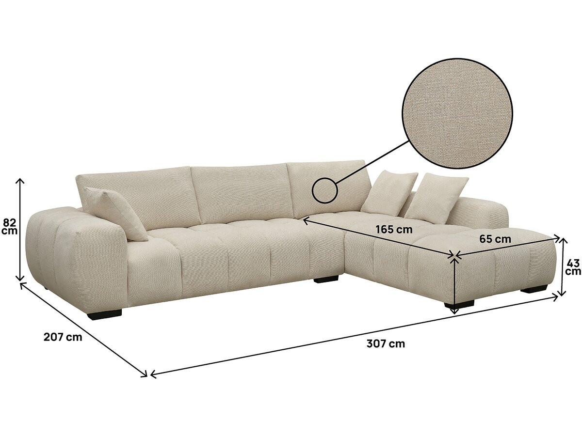 ECKSOFA - 3 places - beige beige - Beige, Textil (207/307cm) - Habitat Garten