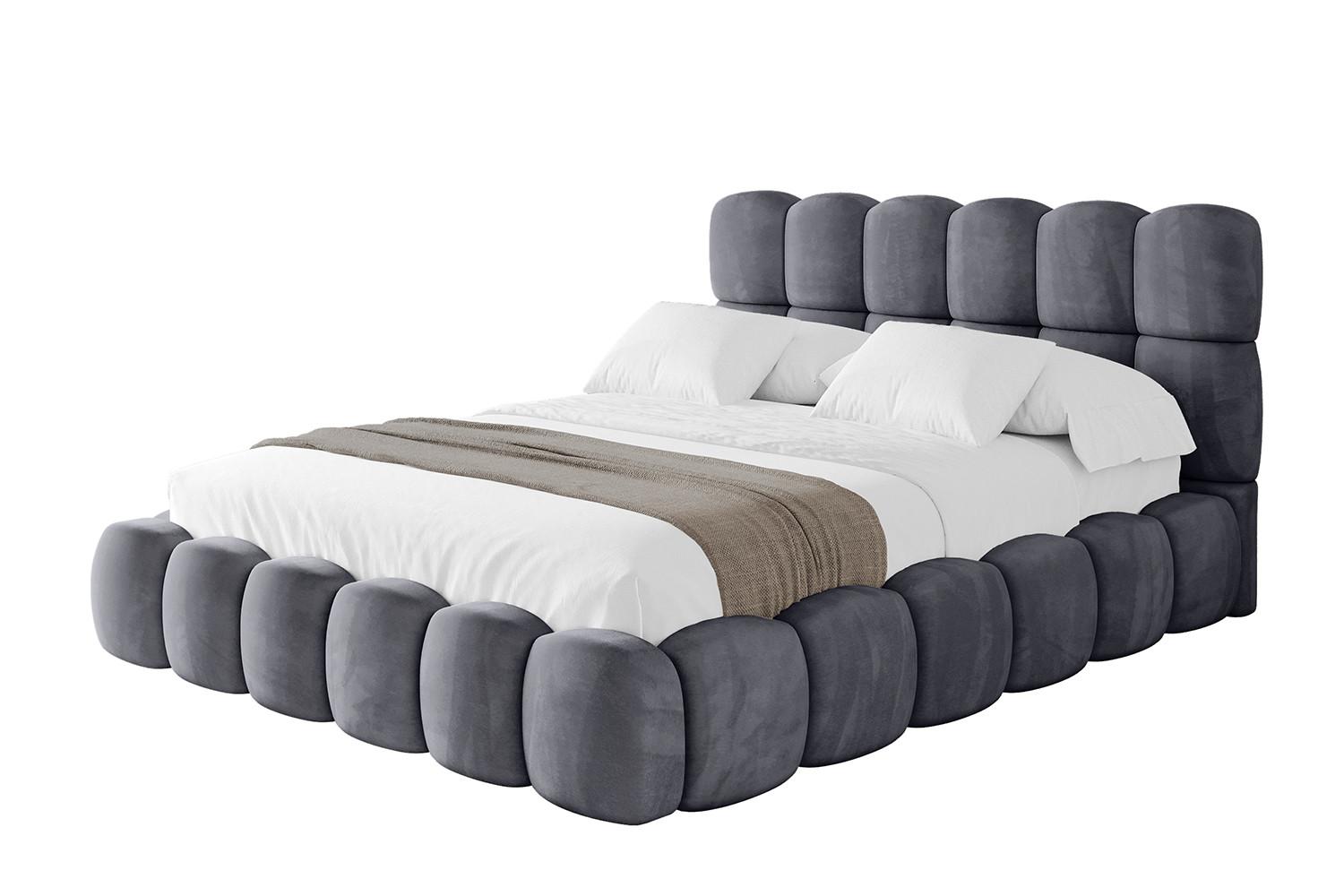 POLSTERBETT mit Bettkasten und Lattenrost, Boxbett ohne Matratze - LEYA 120x200 Dunkelgrau - Dunkelgrau, Holzwerkstoff/Textil (120/200cm) - ALTDECOR