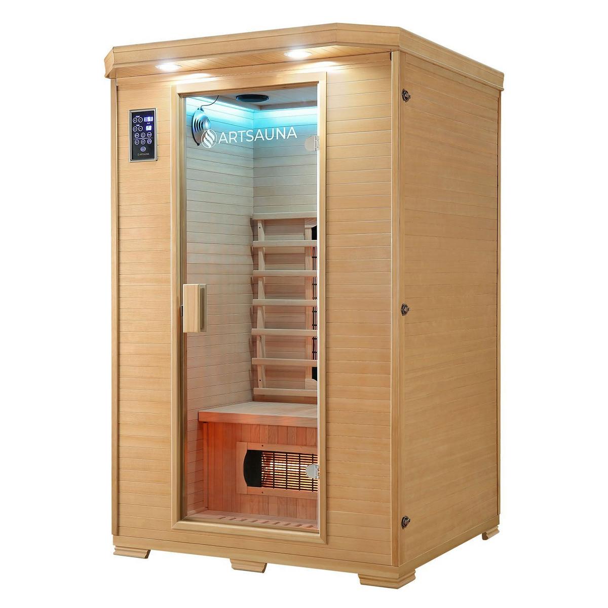 INFRAROTKABINE Oslo mit Vollspektrumstrahlern & Hemlockholz - Naturfarben, Holz (120/190/100cm) - Artsauna