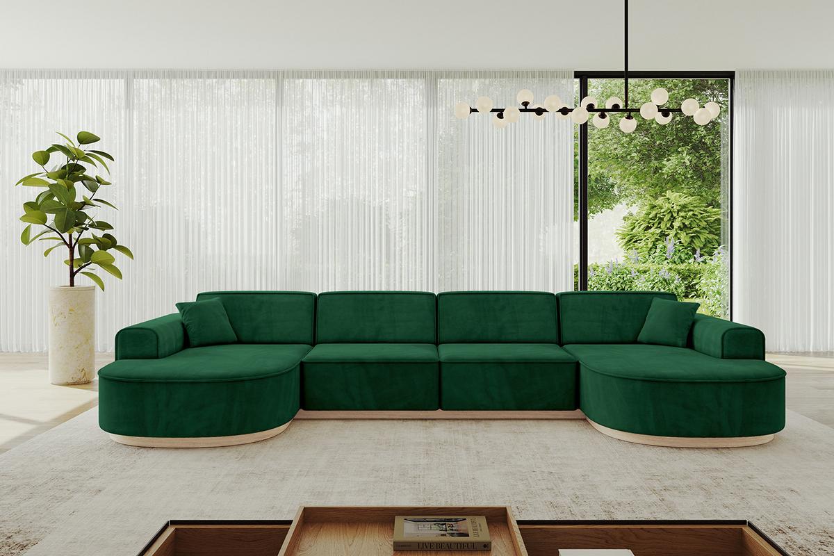 WOHNLANDSCHAFT MARI-U2-v1 - 388x171x83 cm Dunkelgrün Velours - Dunkelgrün, Holzwerkstoff/Textil (388/83/171cm) - ALTDECOR