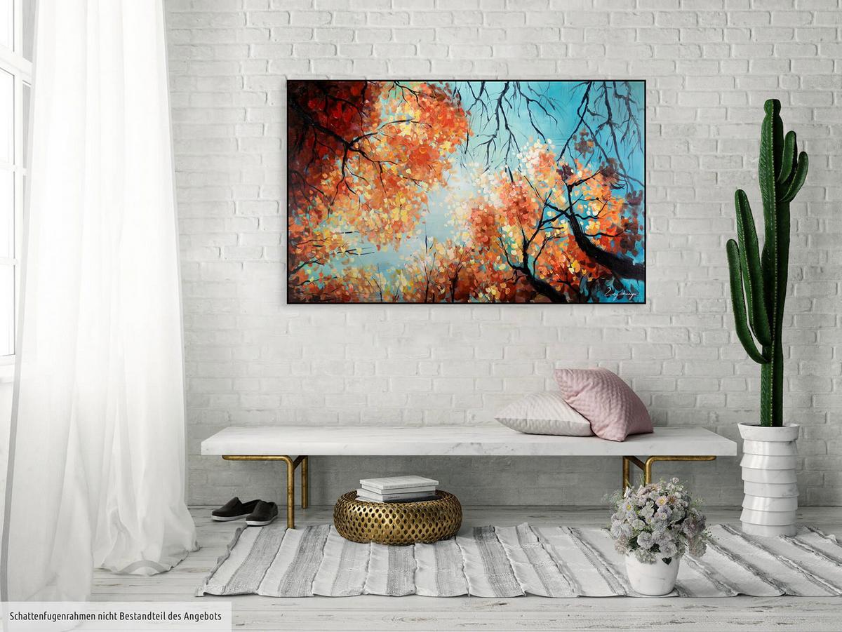ÖLGEMÄLDE 120/75 cm - Blau/Orange, Holz/Textil (120/75cm) - KUNSTLOFT