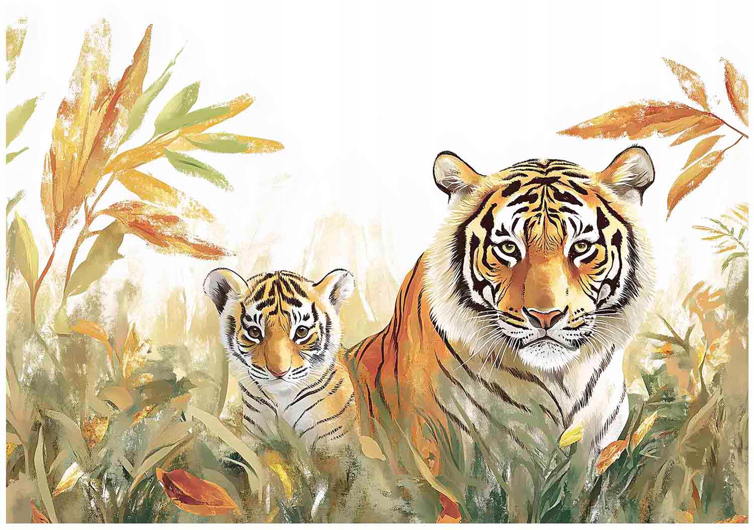 FOTOTAPETE Kinderzimmer Tiere Tiger 200x140 - Multicolor, Papier (200/140cm) - Wallarena