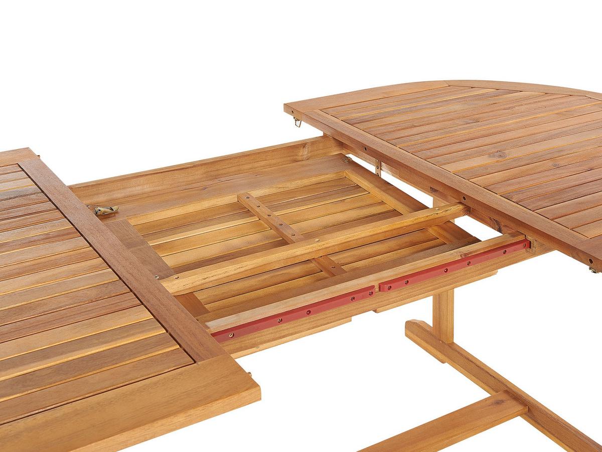 GARTENTISCH-SET 8-Sitzer Heller Holzfarbton Maui II - Hellbraun, Holz - Beliani