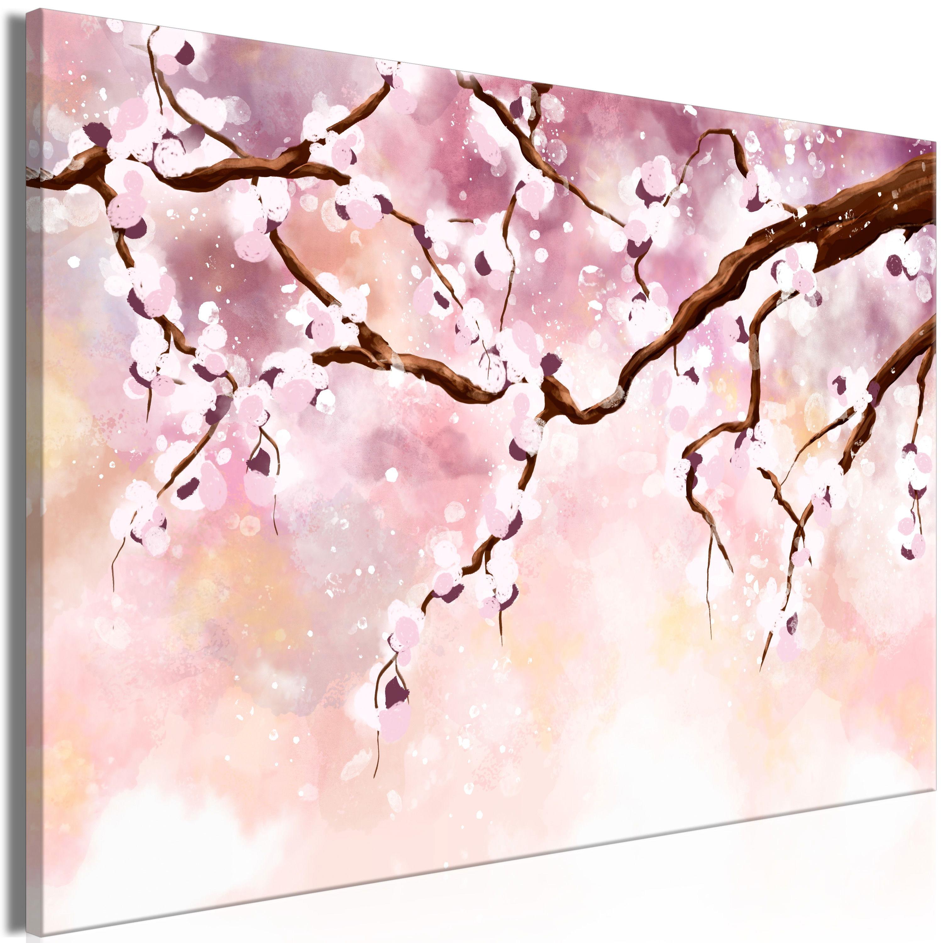 KUNSTDRUCK Rosa 90/60 cm - Pink/Braun, Textil (90/60cm) - KUNSTLOFT