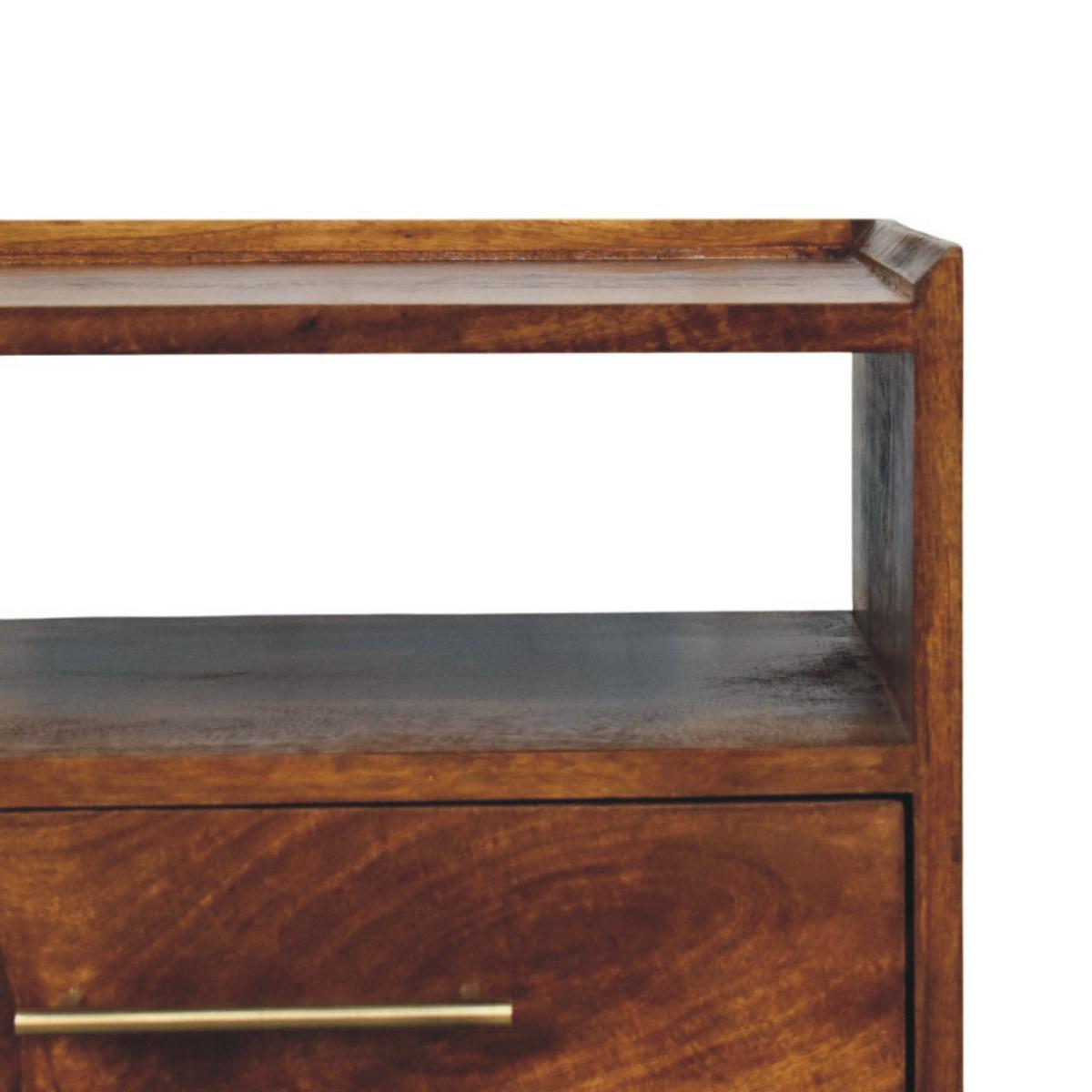 NACHTTISCH mit Kastanien-Finish, 2 Schubladen, 1 offene Ablage, braun - Braun, Holz/Metall (45/60/35cm) - Artisan Furniture