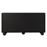 KOMMODE Adel mit 3 Türen und runden Füßen, 154 cm, Griffloss, Schwarz - Schwarz, Holzwerkstoff (154/81/38cm) - Beautysofa