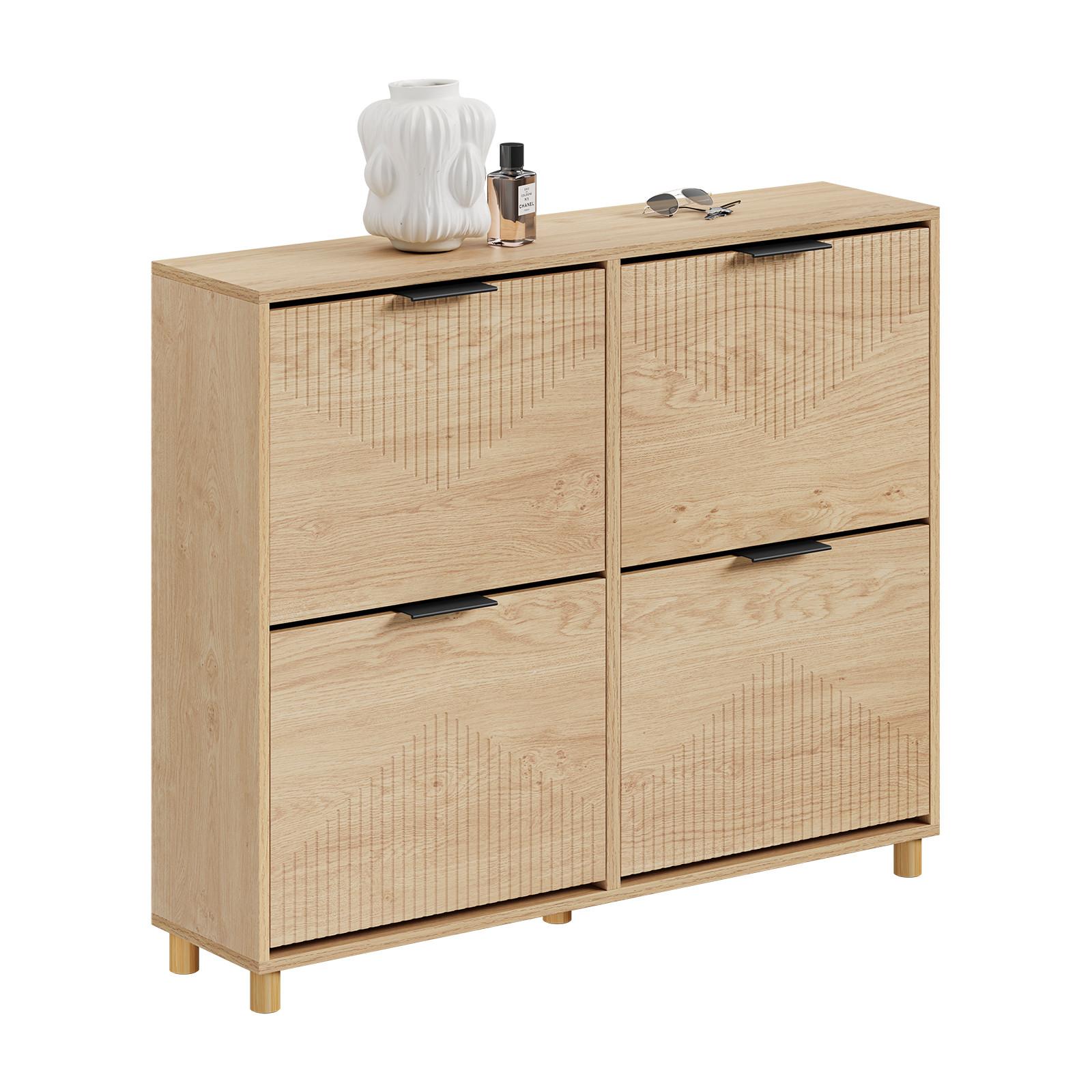 SCHUHSCHRANK schmal, 100x24x83cm - Eichefarben, Holzwerkstoff (100/83/24cm) - SoBuy