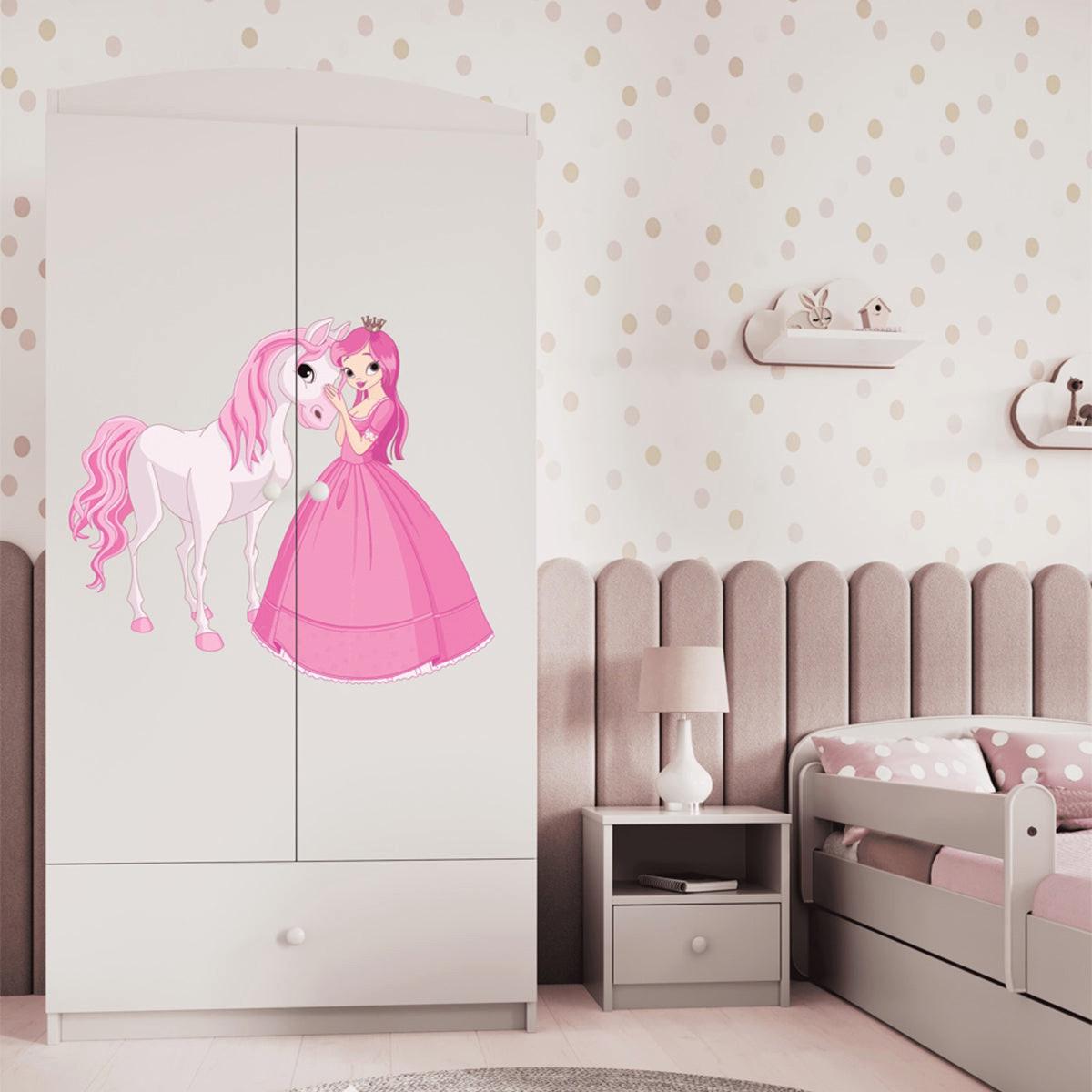BABYKLEIDERSCHRANK 2 Türen Weiß - Weiß/Rosa, Holzwerkstoff (90/187/57cm) - Petits-meubles