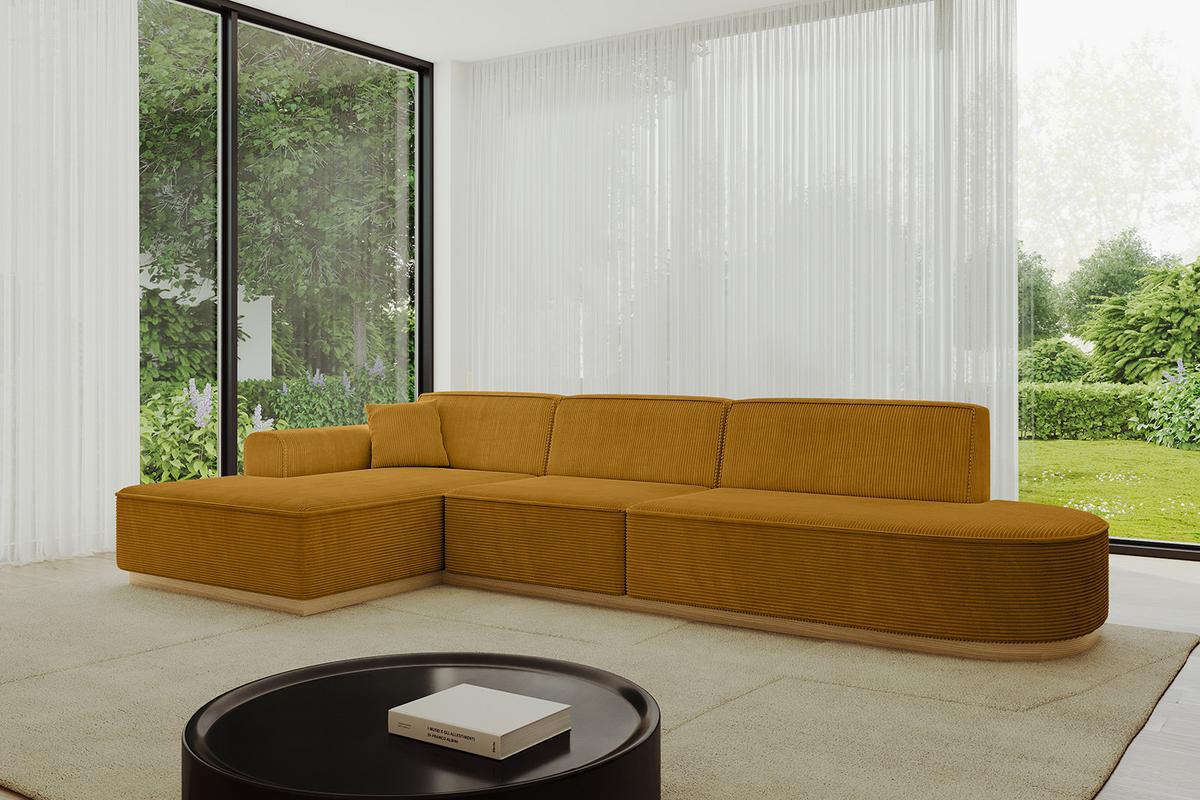 ECKSOFA Ottomane Links IREA-L2-v2 - 327x165x80 cm Senfgelb - Grün, Holzwerkstoff/Textil (327/165cm) - ALTDECOR