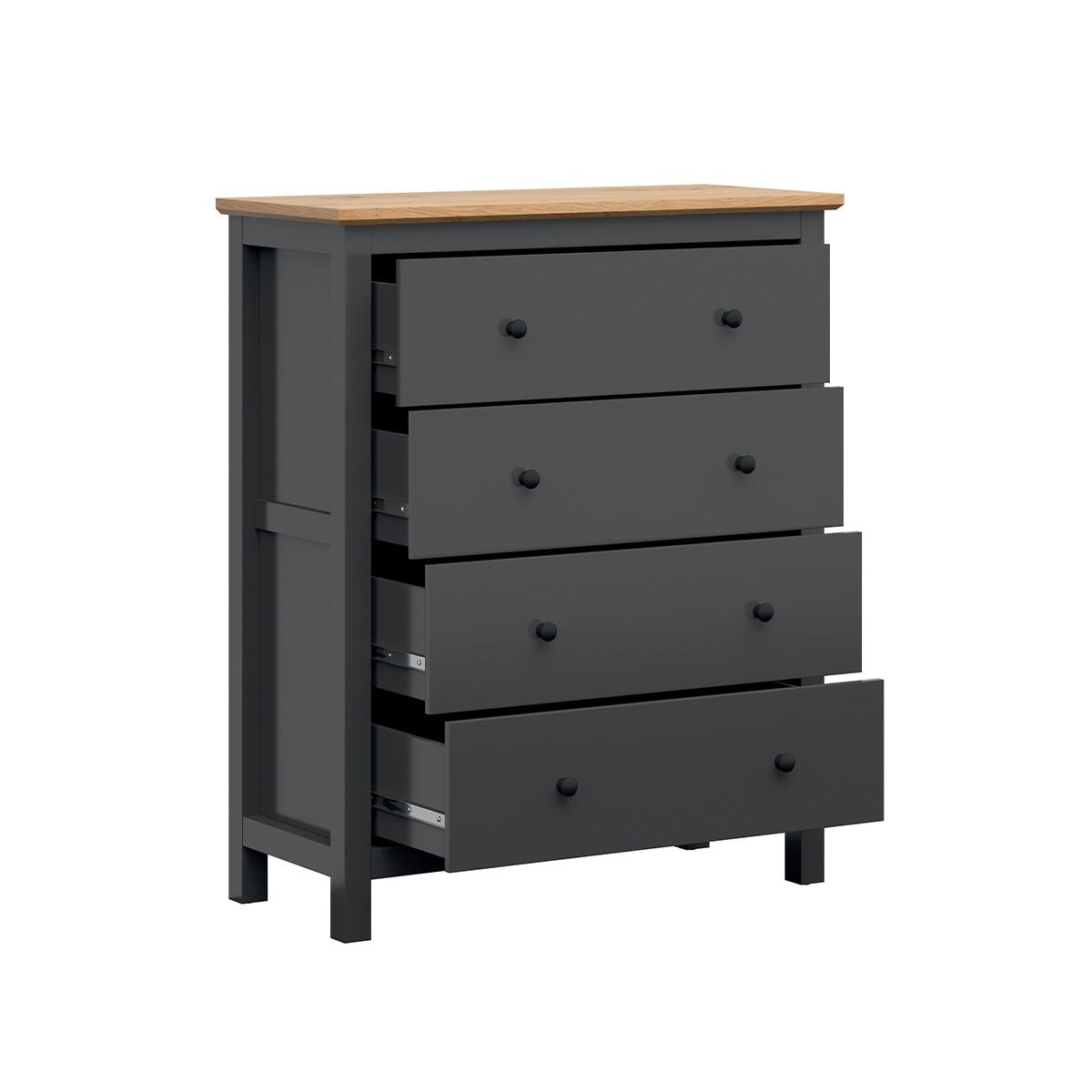 KOMMODE Duck Anthrazitgrau und Holz - Grau, Holzwerkstoff (101/120/44cm) - Petits-meubles