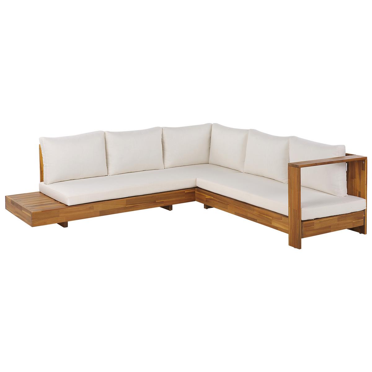 LOUNGE-SET 5-Sitzer Heller Holzfarbton Marettimo - Hellbraun/Weiß, Holz - Beliani