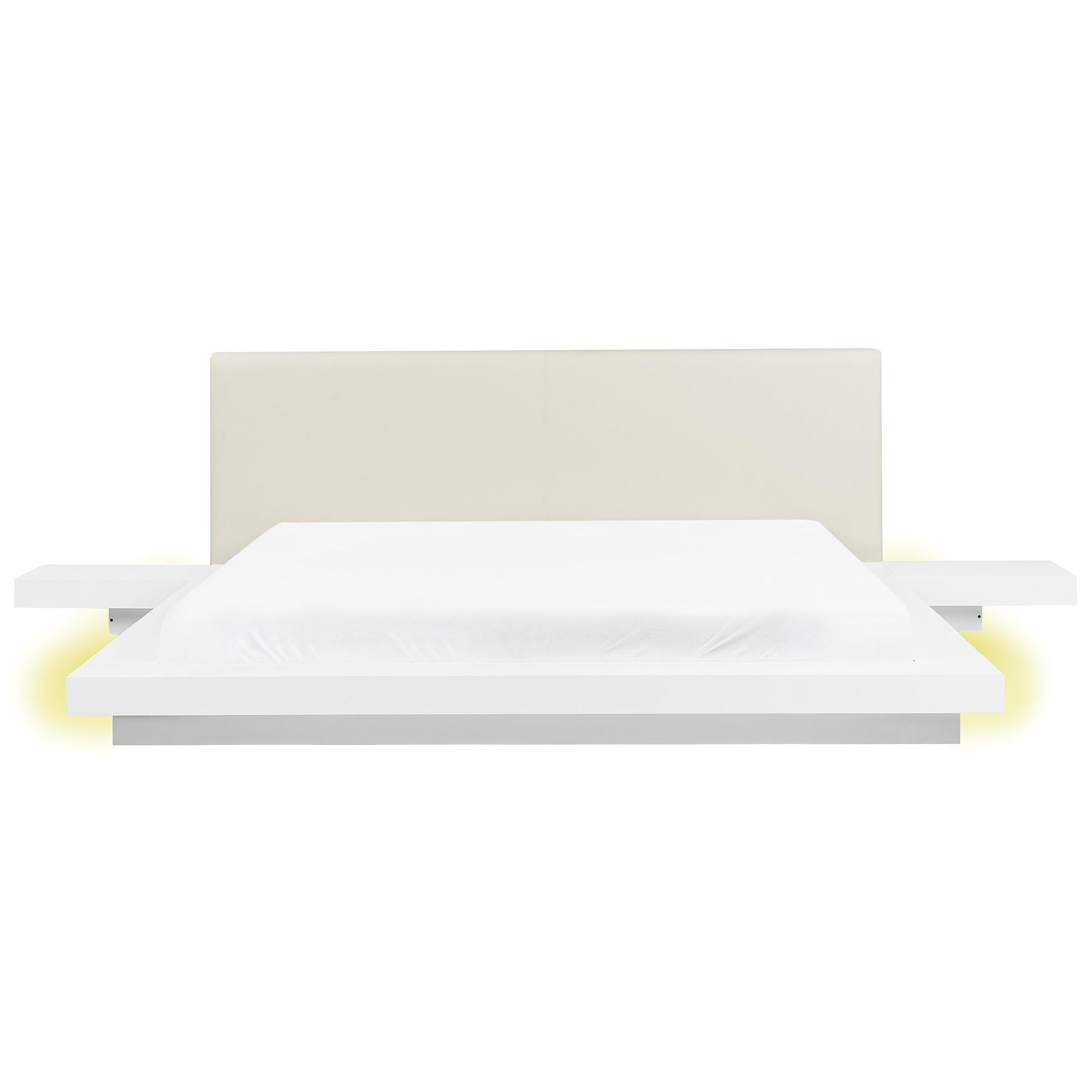 BETT mit LED 180x200 cm Weiß Zen - Weiß, Holzwerkstoff (180/200cm) - Beliani