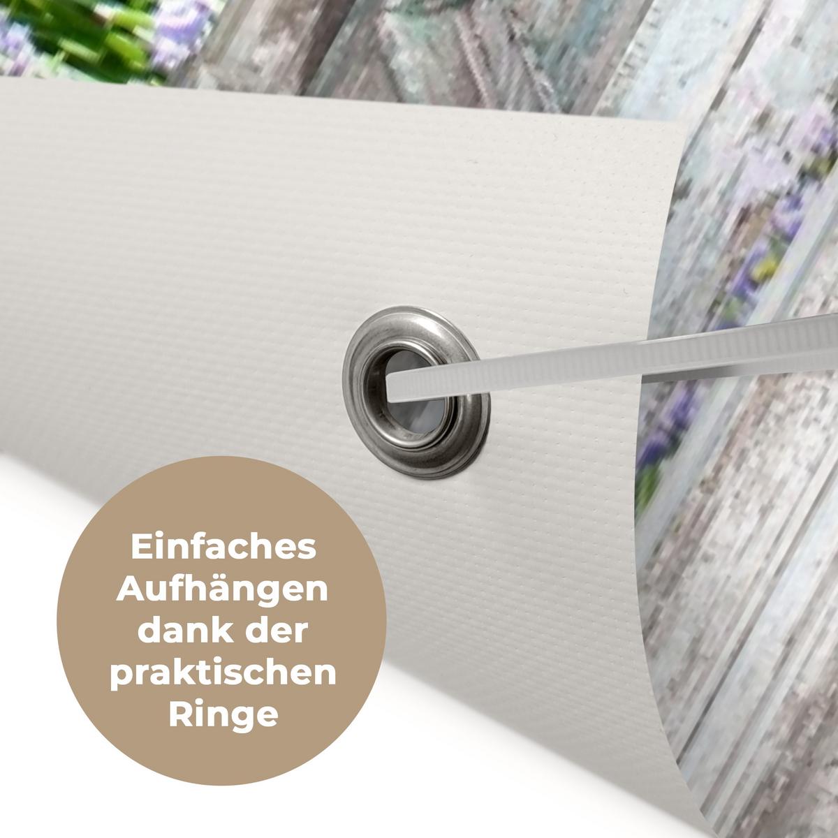 GARTENPOSTER Aussicht - Wald - Steine - Frühling Bild 120x180 cm - Hellgrau, Kunststoff (120/180/0.2cm) - OnlyWow