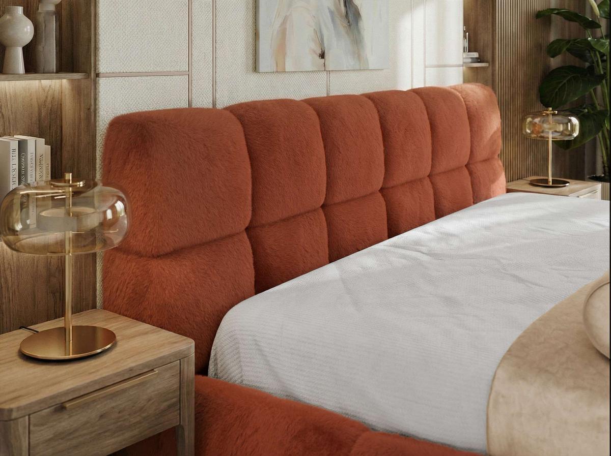 POLSTERBETT NIRA CLASSIC 140/200 - Orange Plüsch - Multipocket-Matratze - Orange, Textil (140/200cm) - MKS