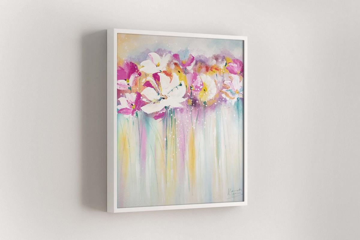 ÖLGEMÄLDE 80/80 cm - Pink/Weiß, Holz/Textil (80/80cm) - KUNSTLOFT