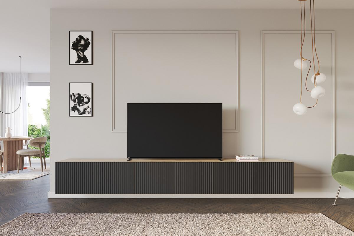 LOWBOARD NOA-2-W 3x100x40x40 cm - Artisan / Schwarz - Schwarz, Holzwerkstoff (300/40/40cm) - ALTDECOR
