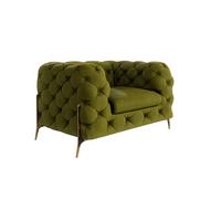 CHESTERFIELD-SESSEL Lexi Olive Samt - Goldfarben/Olivgrün, Holz/Textil (125/75/100cm) - S-Style Möbel