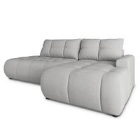 ECKSOFA FLUMA CL R-S Hellgrau Samtstoff mit Schlaffunktion - Hellgrau, Holzwerkstoff/Textil (279/158cm) - MASSENO