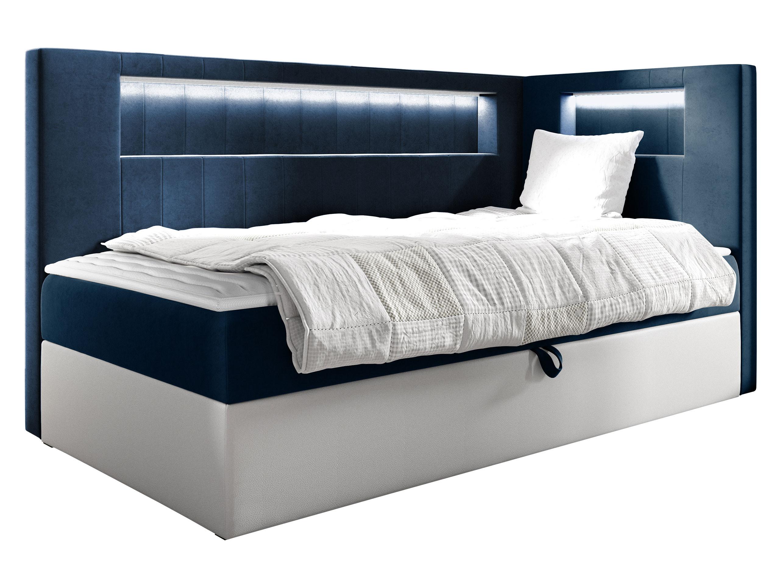 BOXBETT Gold Junior 3, Seite zum Öffnen des Bettkastens: Rechts - H3 - Blau/Weiß, Holz (90/200cm) - MIRJAN24