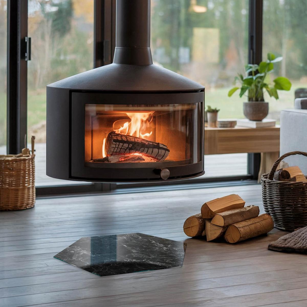 GLASPLATTE für Kamin h40 cm - Schwarz, Glas (40/40/0.4cm) - TULUP