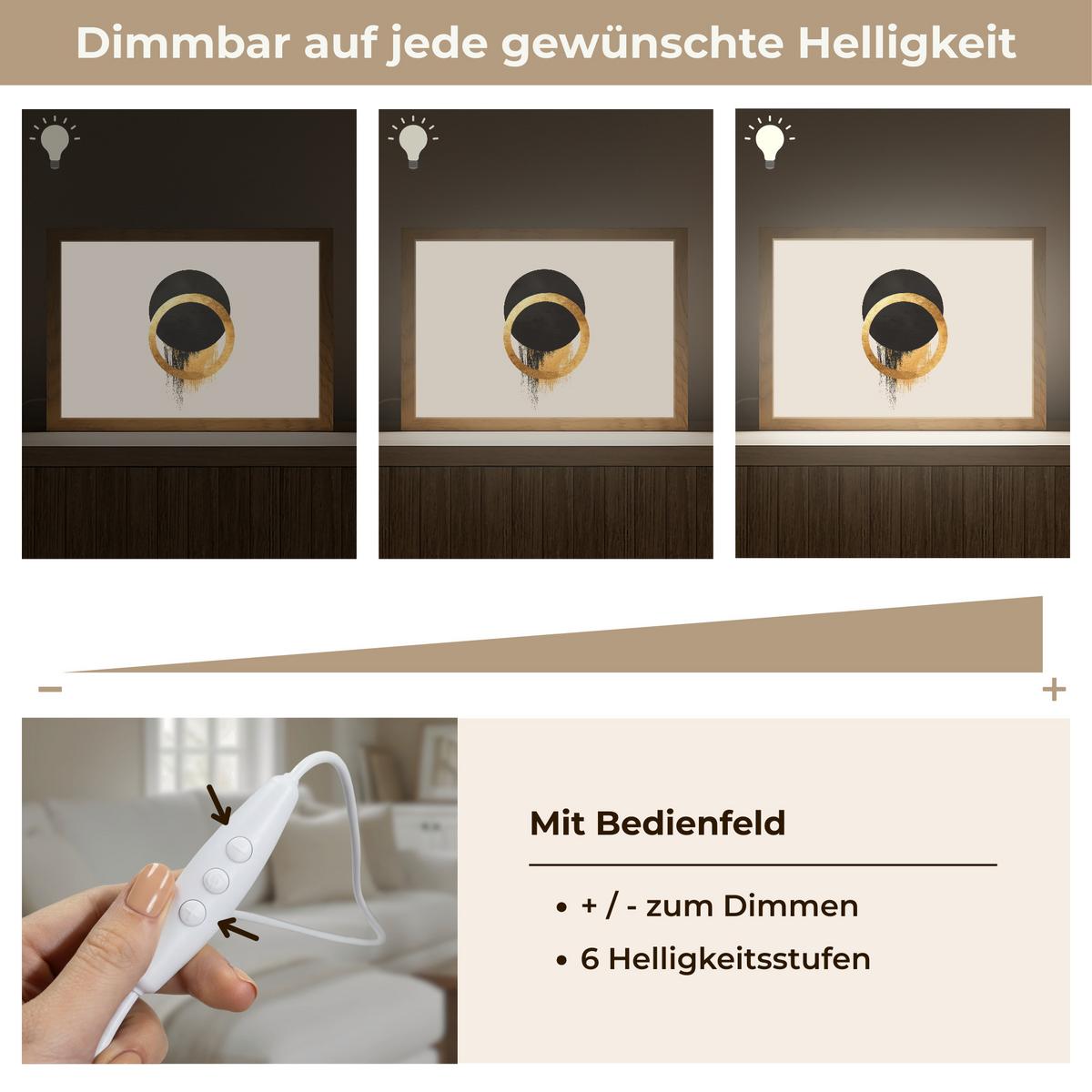 WANDLEUCHTE Abstraktes Design - Schwarzer Kreis - Farbflecken 30x20 cm - Creme, Holzwerkstoff (30/20/8cm) - OnlyWow