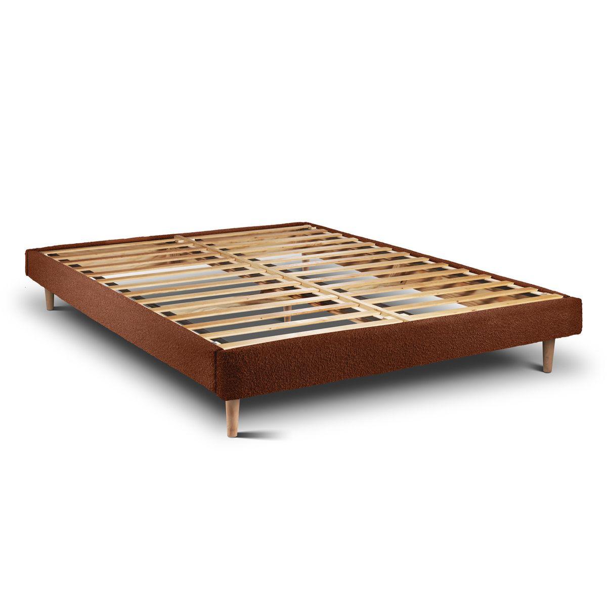LATTENROST – Bouclé-Stoff– Bausatz zur Selbstmontage - 180x200 cm - Beige/Terracotta, Karton/Holz (180/200cm) - Sommeil de Plomb