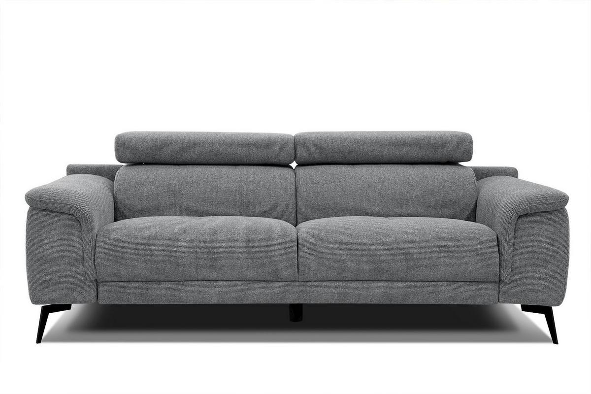 SOFA FIERO 3-Sitzer, grau - Schwarz/Grau, Holzwerkstoff/Textil (212/82/103cm) - Wozimo