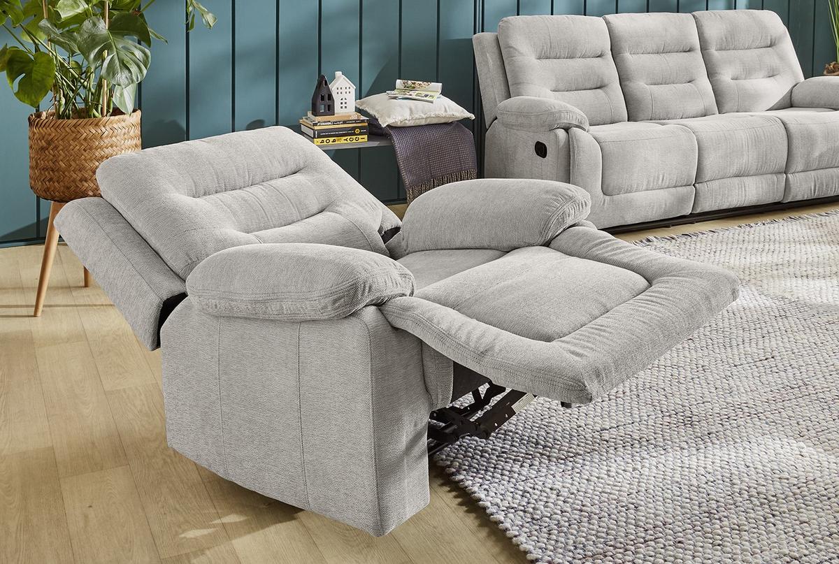 RELAX-FERNSEHSESSEL Federkern, Liegefunktion verstellbar durch halbautomatische Relaxfunktion B101/T98/H103 cm, Chenille Grau / 15501 - Schwarz/Grau, Textil (101/103/98cm) - luma-home