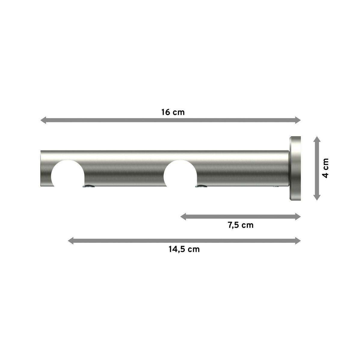 TRÄGER FÜR GARDINENSTANGEN 20 mm Ø, Platon 2-läufig, Edelstahl-Optik - Edelstahlfarben, Metall (16/4/4cm) - INTERDECO