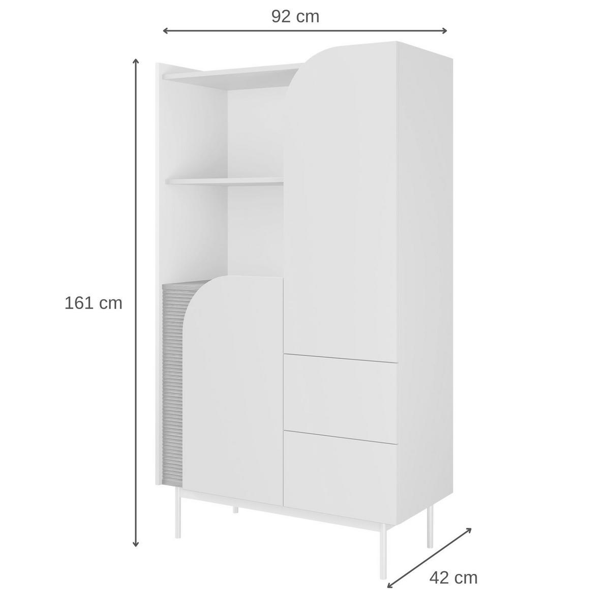 BÜCHERREGAL Camel mit 2 Türen, 2 Schubladen und geriffeltem Detail, 90 cm, Frühlingseiche + Macadamia - Eichefarben/Beige, Holzwerkstoff/Metall (92/161/42cm) - Beautysofa