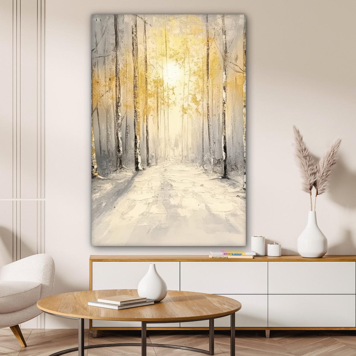 LEINWANDBILD Winter - Abstrakt - Schnee - Natur - Sonne Deko XXL 80x120 cm - Grau, Textil (80/120cm) - MuchoWow