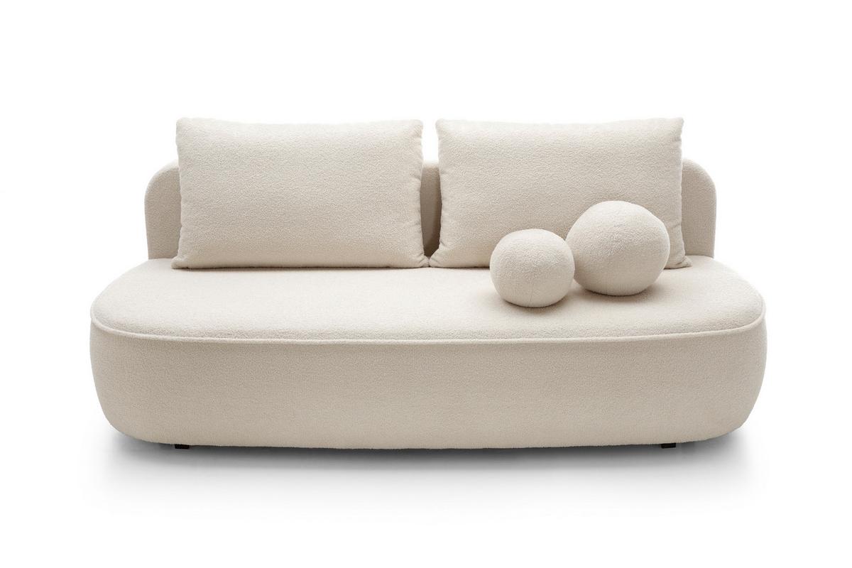 BETTSOFA KIRA Creme Chenille-Stoff mit Schlaffunktion - Creme, Textil (100/88/212cm) - MASSENO