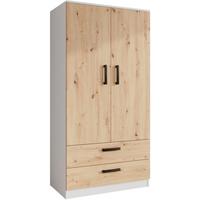 DREHTÜRENSCHRANK Trend, mit Schubladen, Weiß+eiche Artisan - Schwarz/Weiß, Holzwerkstoff (90/180/50cm) - Beautysofa