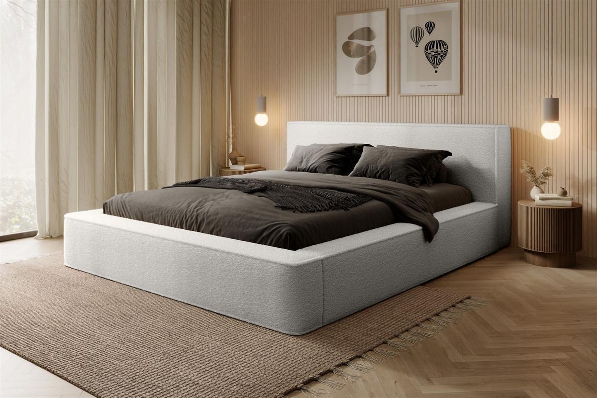POLSTERBETT Omaha In Euphoria - Weiß, Holzwerkstoff/Textil (140/200cm) - Fun Möbel