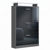 SCHUHSCHRANK Lavia Front in Schwarz Hochglanz - Schwarz Hochglanz, Holzwerkstoff (89/128/23cm) - Vladon