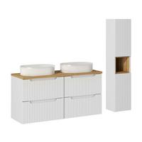 BADMÖBEL 120.4cm Riva 2er-Set Weiß und Holz - Weiß, Holzwerkstoff (120.4/59/40cm) - Petits-meubles