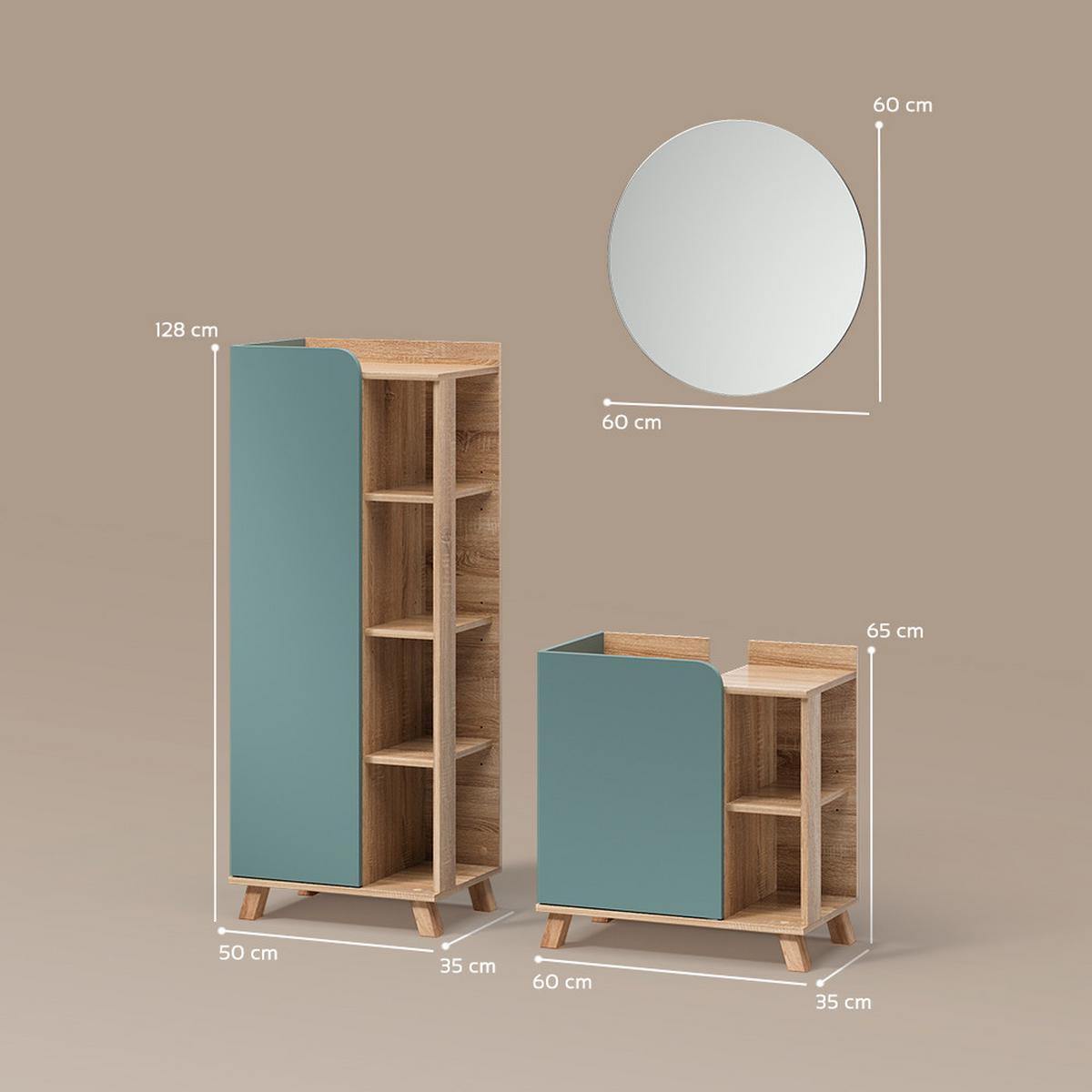 BADMÖBEL-SET Marano Blau-Grau 3 Teile - Blaugrau, Holzwerkstoff (35/65/60cm) - Livinity®