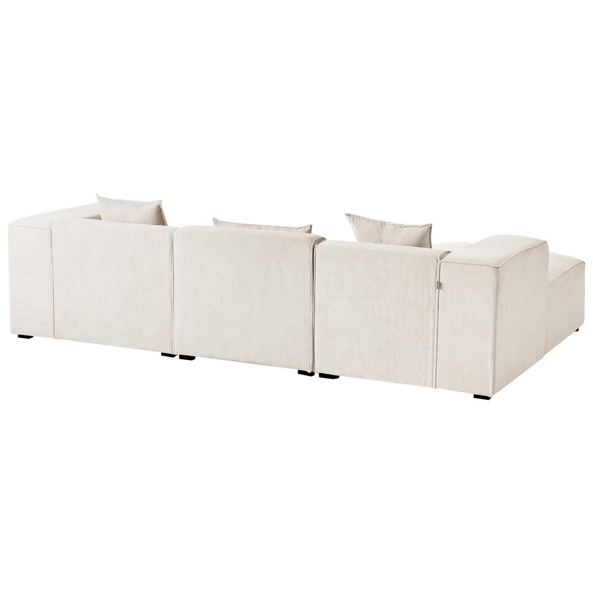 ECKSOFA 3-Sitzer Cord Cremeweiß rechtsseitig Dolva - Creme, Textil (294/170cm) - Beliani