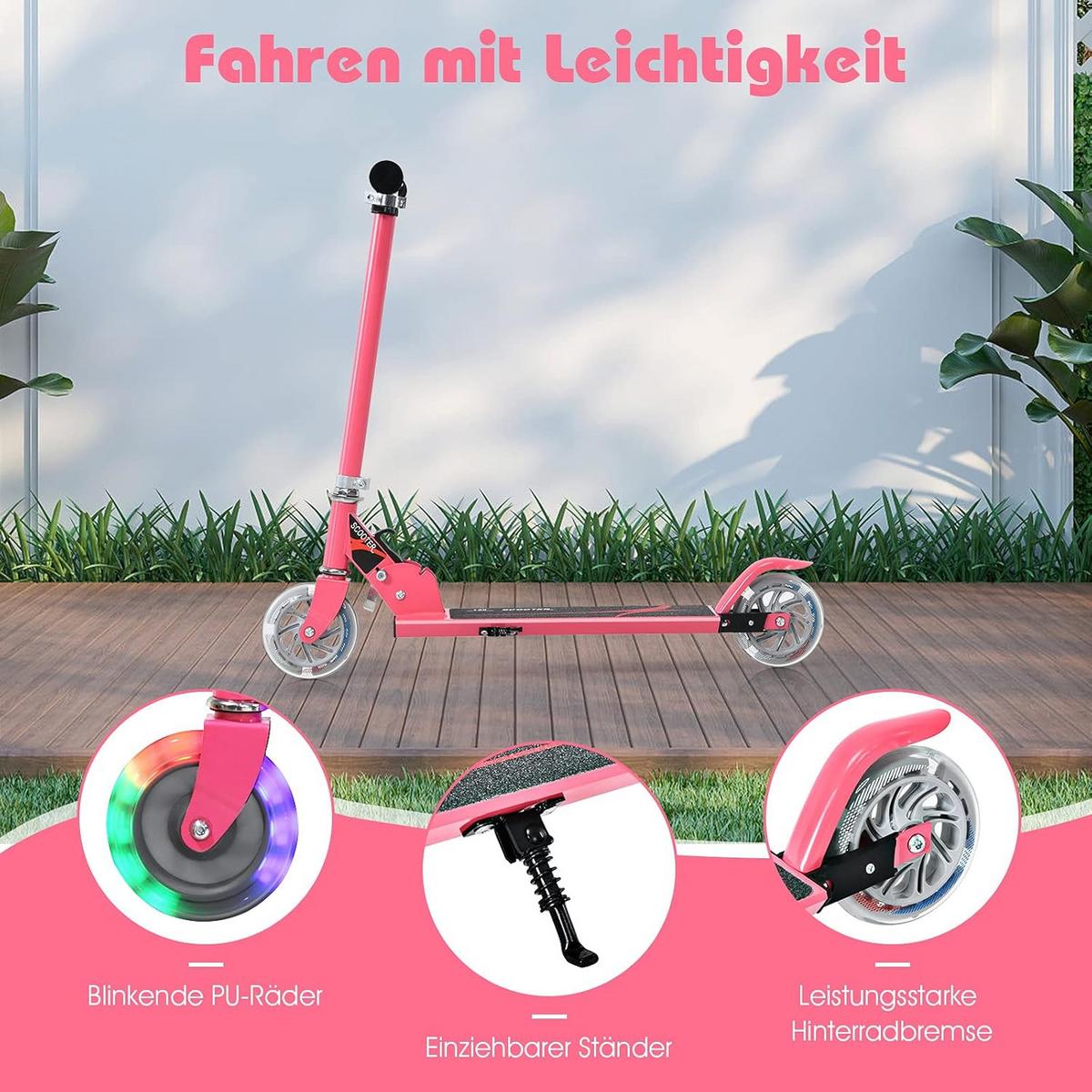 SCOOTER 85cm Pink - Pink, Metall (70/85/10cm) - COSTWAY