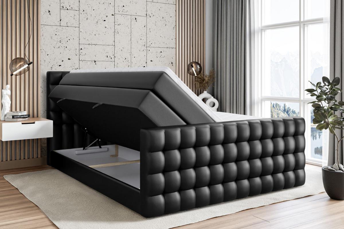 BOXSPRINGBETT VIONE-Z KING - 180 x 200 - H3/H4 - Schwarz Hochglanz - Schwarz Hochglanz, Holzwerkstoff (180/200cm) - ALTDECOR