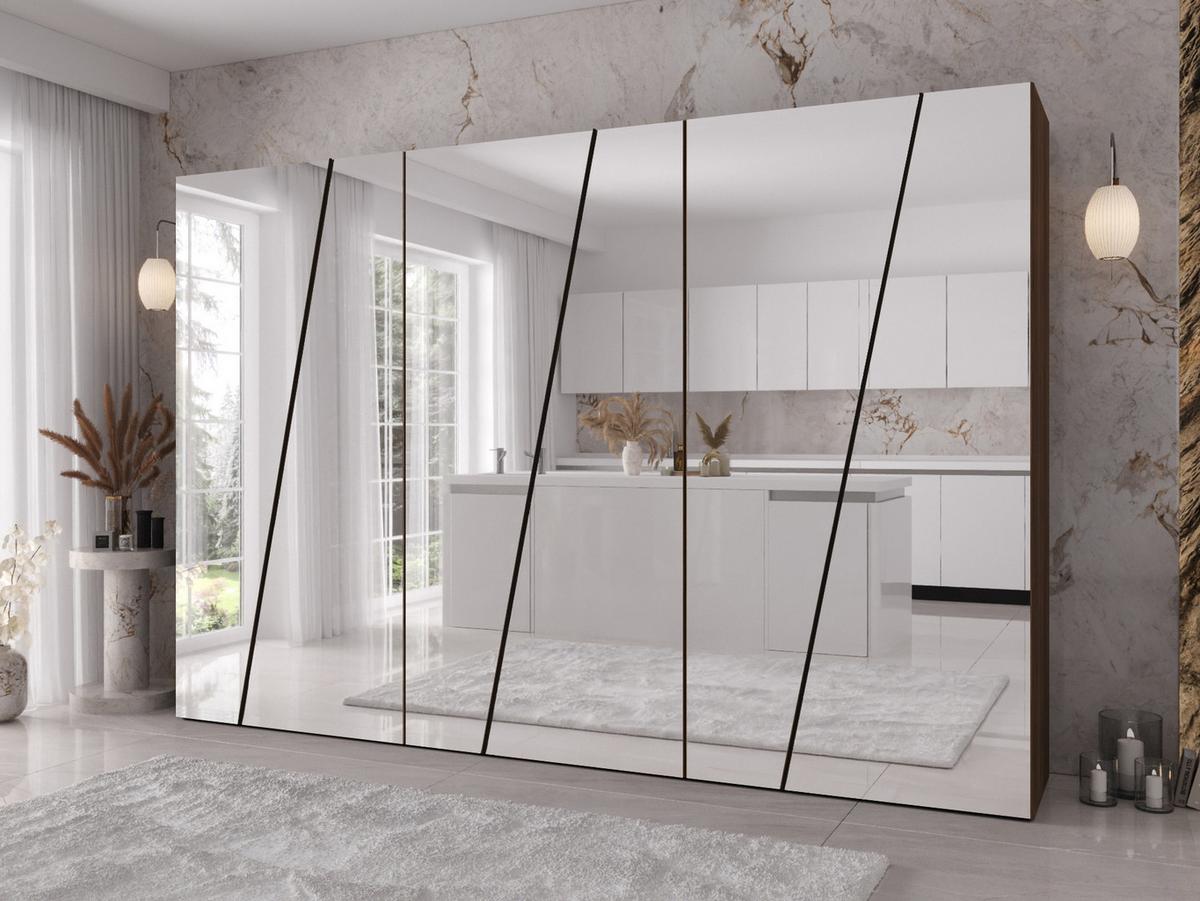 DREHTÜRENSCHRANK Zen 6L 300 cm - Nussbaumfarben/Schwarz, Holzwerkstoff/Kunststoff (300/202/50cm) - MIRJAN24