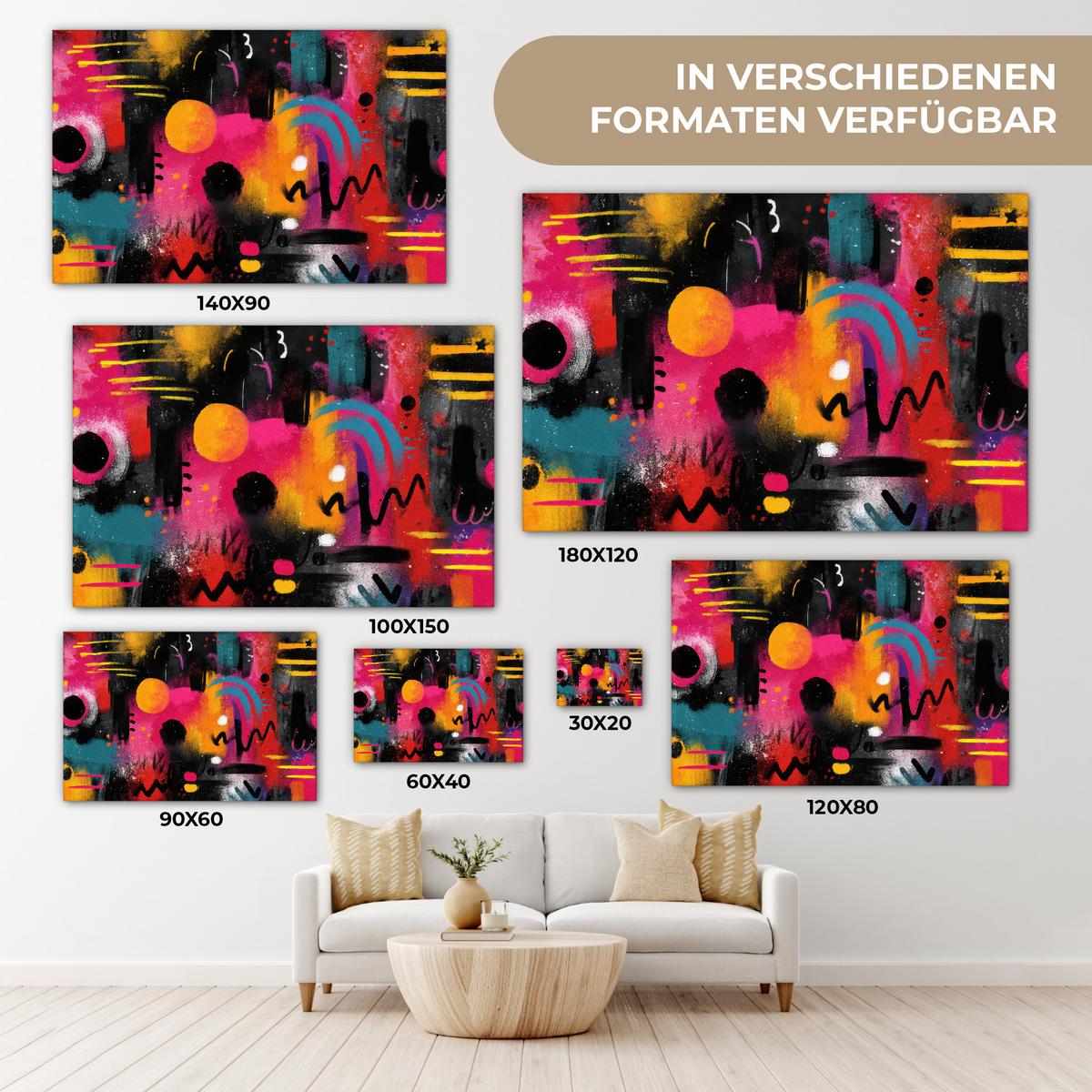 LEINWANDBILD Farbflächen - Formen - Bunt - Abstrakt Deko Schlafzimmer 30x20 cm - Pink, Textil (30/20cm) - MuchoWow