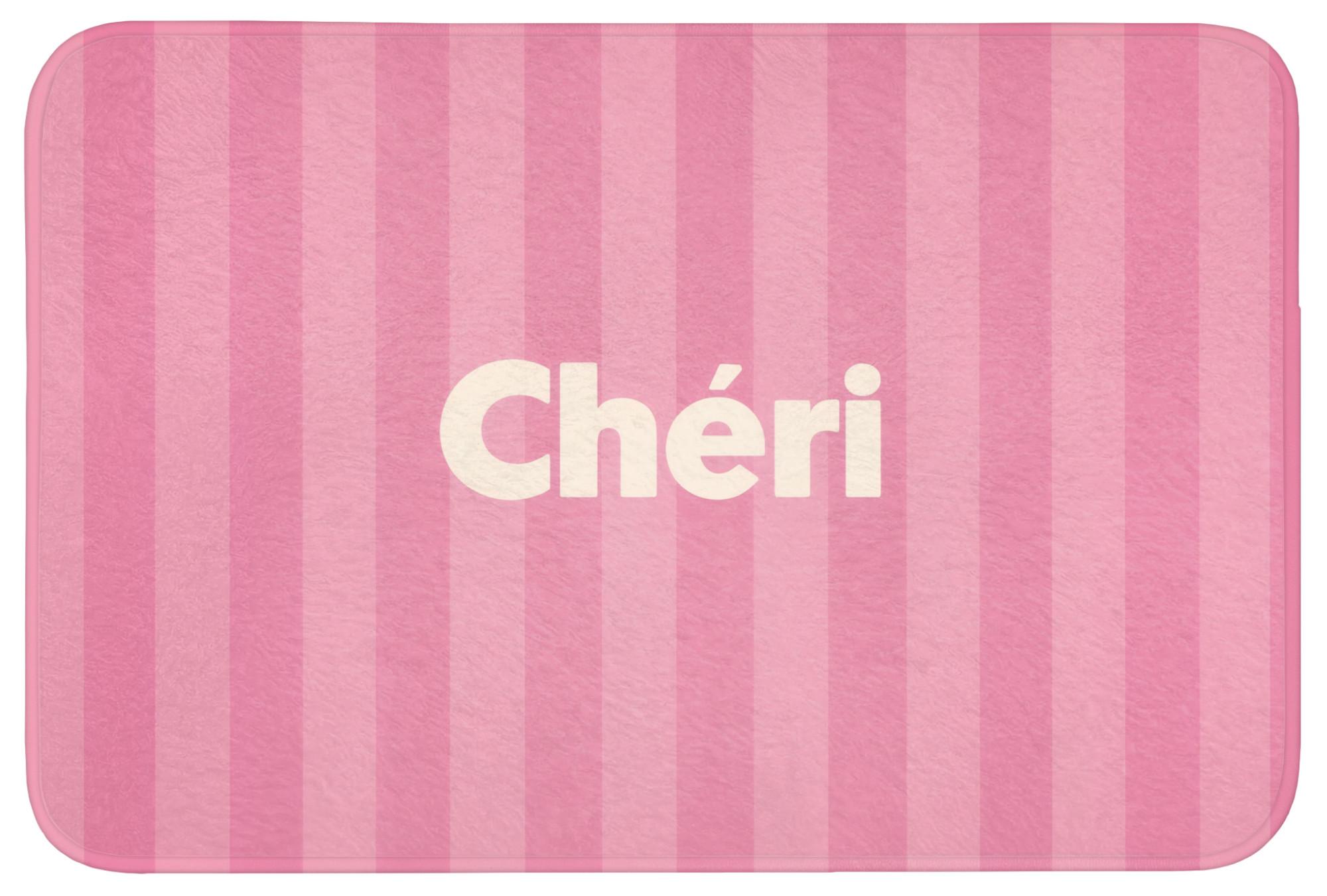 BADEMATTE Gestreift - Rosa - Chéri Badvorleger 90x60 cm - Pink, Textil (90/60cm) - OnlyWow