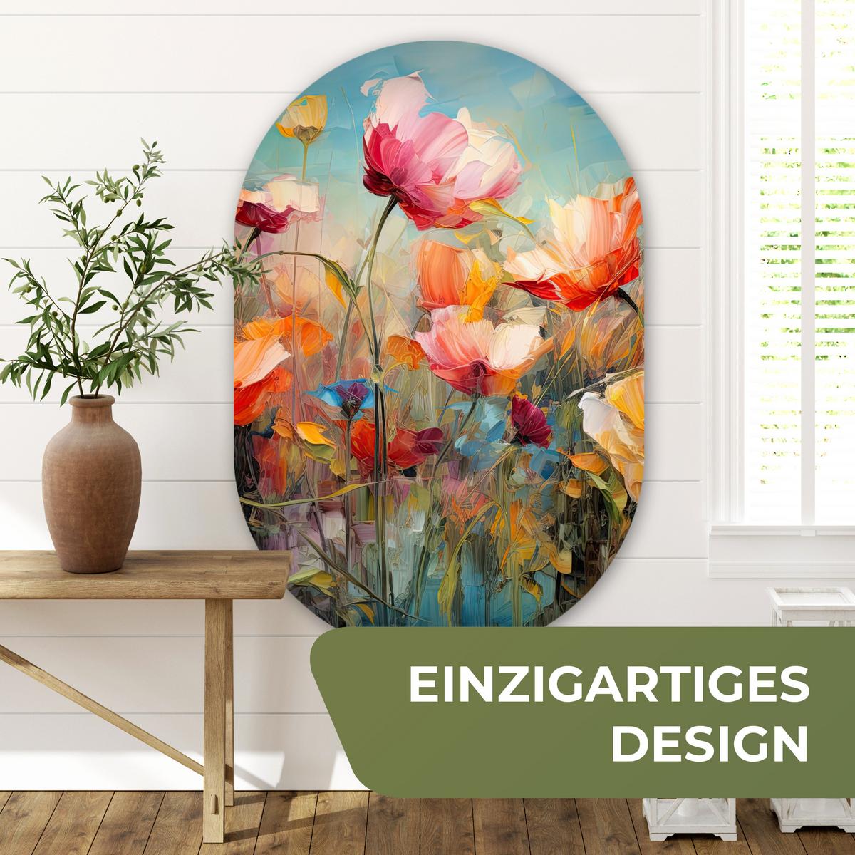 WANDBILD Blumen - Aquarell - Kunst - Botanisch - Natur Deko Groß 80x120 cm - Orange, Kunststoff (80/120cm) - MuchoWow